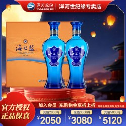 洋河 海之蓝 蓝色经典 52度 浓香型白酒 480ml*2瓶礼盒装