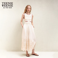 TEENIE WEENIE 小熊女装连衣裙26夏新款拼接感度假风收腰无袖女长裙 乳白色 XL