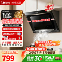 美的 抽油烟机侧吸家用厨房出租房大吸力易清洁烟机灶具套装天然气液化气多件套清风1.0D2