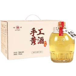 老闸 绍兴老闸黄酒本色手工黄酒750毫升*4瓶礼盒箱装无焦糖色半干花雕