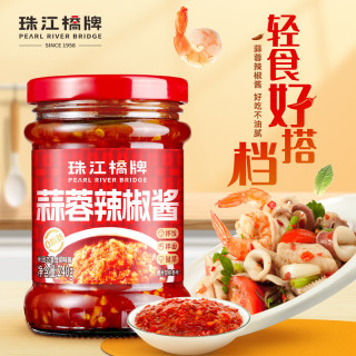 珠江桥牌 0脂肪蒜蓉辣椒酱 拌面下饭菜剁椒辣酱炒菜凉拌点蘸调味酱家用调料 蒜蓉辣椒酱240g