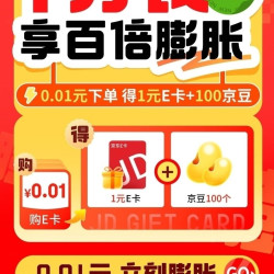 京东 E卡一分购 0.01元得1元e卡+100京豆