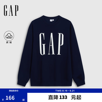 Gap 男女装2026秋新品logo印花抓绒圆领宽松卫衣上衣1SS623909 海军蓝 XL (180/100A)亚洲尺码