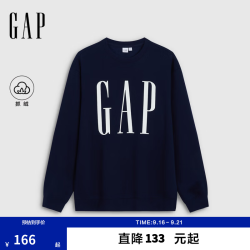 Gap 男女装2026秋新品logo印花抓绒圆领宽松卫衣上衣1SS623909 海军蓝 XL (180/100A)亚洲尺码