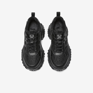百思图 春夏尚休闲运动爹鞋时厚底增高女鞋D3656CM5 黑色绒里 37