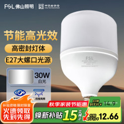 佛山照明 LED灯泡节能灯泡柱形E27大螺口家用商用大功率工厂车间灯 30W E27白光
