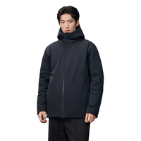 鸭鸭 黑标鹅羽绒服 男短款连帽 青光黑色 XL(180)