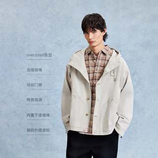 JACK&JONES 226121054 连帽抽绳夹克 米白色 L
