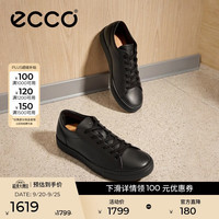 ecco 26年秋季轻盈舒适高端轻奢休闲板鞋男 柔酷560114 黑色
