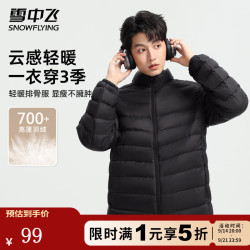 雪中飞 男士日常休闲立领羽绒服春季通勤时尚穿搭保暖防寒服纯色百搭外套 黑色 3XL (190) 190/104A