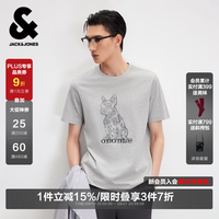 杰克琼斯 纯棉圆领短袖T恤 浅花灰色 L