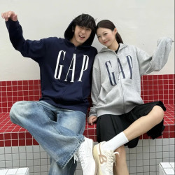Gap 男女装2026秋新品logo胶印抓绒连帽开衫宽松卫衣1SS623907 海军蓝 M (170/92A)亚洲尺码