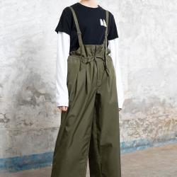 Dickies 工装连体背带裤女宽松直筒阔腿裤 军绿    28