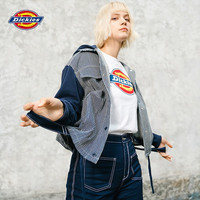 Dickies 秋季条纹拼接夹克外套女休闲百搭连帽上衣 蓝白条纹    M