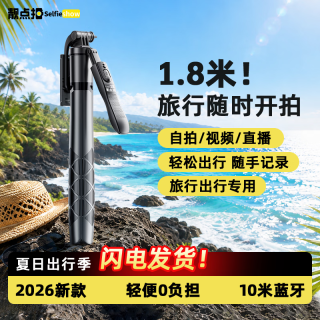靓点拍 L16双美颜灯自拍杆伸缩加长三脚架手机相机稳定器360度旋转旅游适用大疆pocket3
