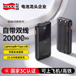 飞毛腿 国标3C认证充电宝 苹果小米 自带双线+认证电芯