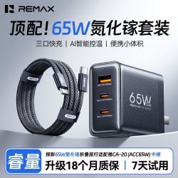 睿量 REMAX）65W氮化镓充电器type-c快充套装手机笔记本电脑超级快充头适用三星小米苹果华为多口充电头