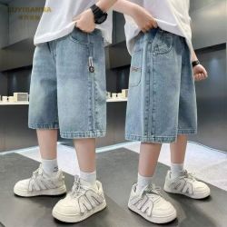 布衣班纳 男童牛仔短裤夏季薄款儿童裤子2026新款中大童宽松中裤潮
