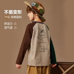 ASK junior ASKjunior男童长袖T恤2026春秋新品儿童印花撞色跑步休闲打底衫潮