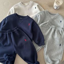 麦科贝尔 男童加绒卫衣潮牌童装休闲冬季加厚保暖运动套装韩系儿童两件套潮