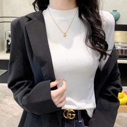 宜而爽 显瘦小立领打底衫女内搭高级感可外穿女式上衣女打底T恤长袖女