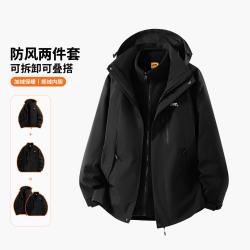 吉普 三合一摇粒绒内胆男士防风保暖夹克
