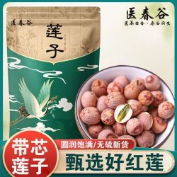 医春谷莲子带芯红莲子新鲜红皮莲子有芯无硫干货莲子结婚煮粥250g