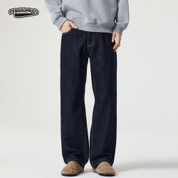 火猴 美式原牛蓝宽松直筒水洗牛仔裤男士潮牌高街休闲百搭夏季长裤子男