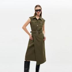 ONLY 秋季时尚工装风无袖A字中长裙连衣裙女