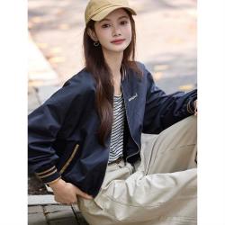 苏醒的乐园 减龄休闲宽松短款撞色棒球服夹克外套