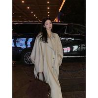 区区欧阳 翻领风衣外套女秋季宽松大廓形复古中长款高级感大衣