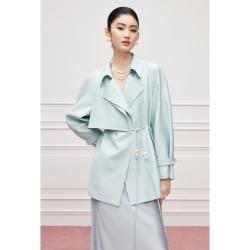MANDY ZHANG 白月光气质翻领短款风衣女春秋法式小个子外套