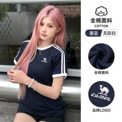 骆驼 运动T恤女春夏透气短袖潮牌美式短袖T恤运动上衣女