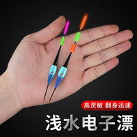 神眸 超短浅水漂日夜二用电子漂咬钩变色夜光漂水皮冰钓草洞鲫鱼鲤鱼漂