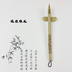 绿檀雕龙出锋2.3cm狼毫鸡距小楷笔小楷毛笔毛笔高档送人礼盒装