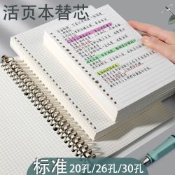 活页纸b5可拆卸26孔横线方格空白纸a5替芯学生a4活页夹可替换内芯