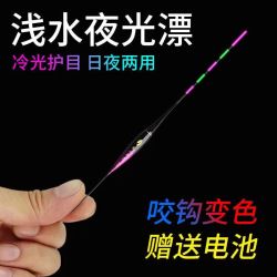浅水短漂高灵敏日夜两用冷光尾咬钩变色醒目夜钓鲫鱼鲤鱼电子漂