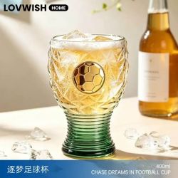 乐唯诗 网红个性精酿啤酒杯玻璃杯创意大容量女生牛奶果汁杯 逐梦足球杯400ml*1