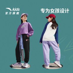 安踏 儿童女童裤子速干长裤春秋款2026秋季新款秋装休闲卫裤运动裤