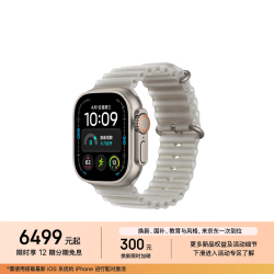 Apple Watch Ultra 4 GPS+蜂窝网络 智能手表 49mm  原色钛金属表壳 海洋表带