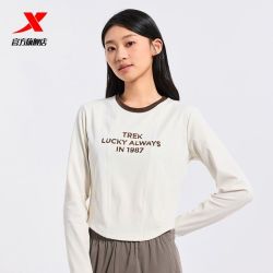 特步 女款针织长袖训练健身衫