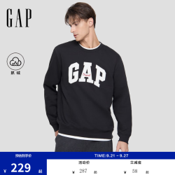 Gap 852079 字母logo抓绒圆领卫衣 灰黑色 XS