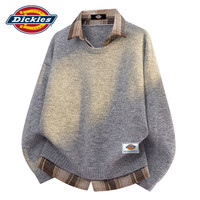 Dickies 美式复古翻领加厚保暖 麻花灰色 L 男士针织衫