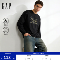 Gap 854656 防泼水印花 黑色 M 长袖T恤