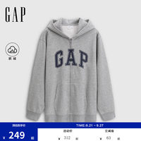 Gap 男女装秋款Logo印花宽松抓绒连帽卫衣休闲上衣786930 灰色 3XL (185/108A) 亚洲尺码