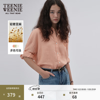 TEENIE WEENIE 亚麻纯色廓形衬衫 浅粉色 S
