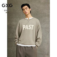 GXG 男装 商场同款卫衣圆领字母印花长袖上衣 25年春G25X311012 卡其色 L
