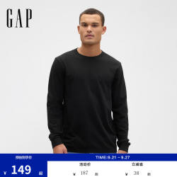 Gap 795651 纯棉圆领长袖T恤 黑色 S码