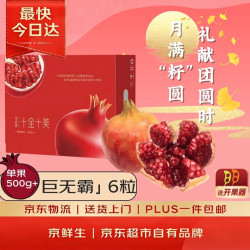 京鲜生 突尼斯软籽石榴 单果500g+ 6粒 礼盒装