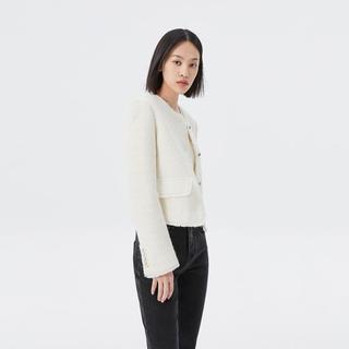 LILY 小个子短外套优雅气质甜美小香风短外套 白色 M